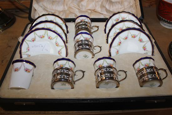 Aynsley silver mounted coffee set, cased
